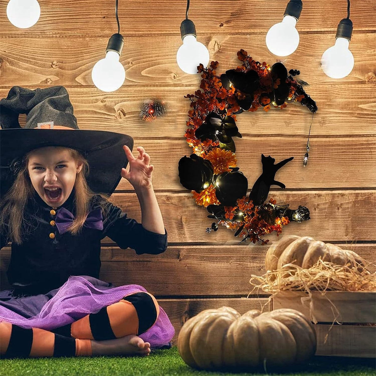 Wiher Halloween Wreaths with Lights for Front Door