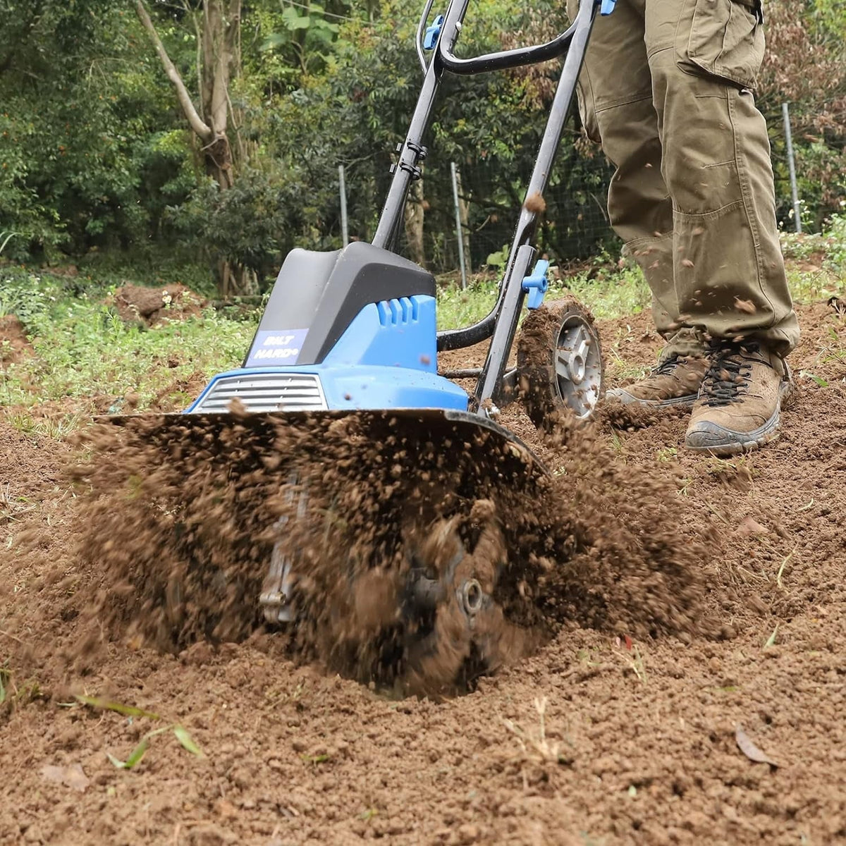 BILT HARD Electric Garden Tiller Cultivator 16 inch 13.5 Amp 6 Steel Tines