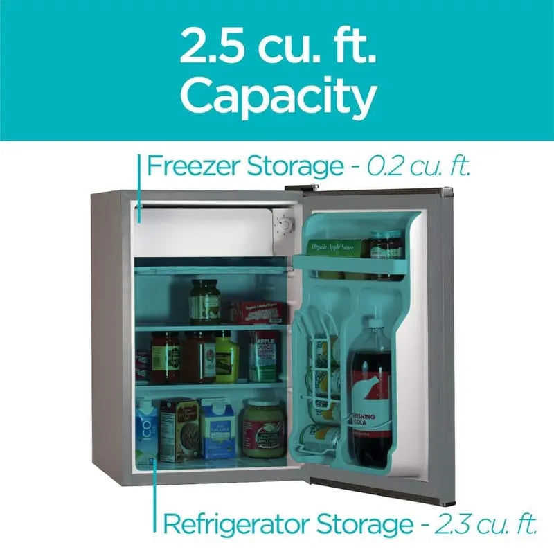 BLACK+DECKER 2.5 cu. ft. Mini Fridge With Freezer, Stainless Look - BCRK25V