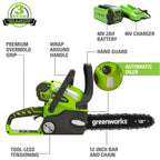 Greenworks 40V 12 in Cordless Chainsaw With 2.0 Ah Battery And Charger - 20262