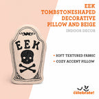 Eek Tombstone-Shaped Decorative Pillow, Black and Beige, 10" x 15", Halloween by Way To Celebrate