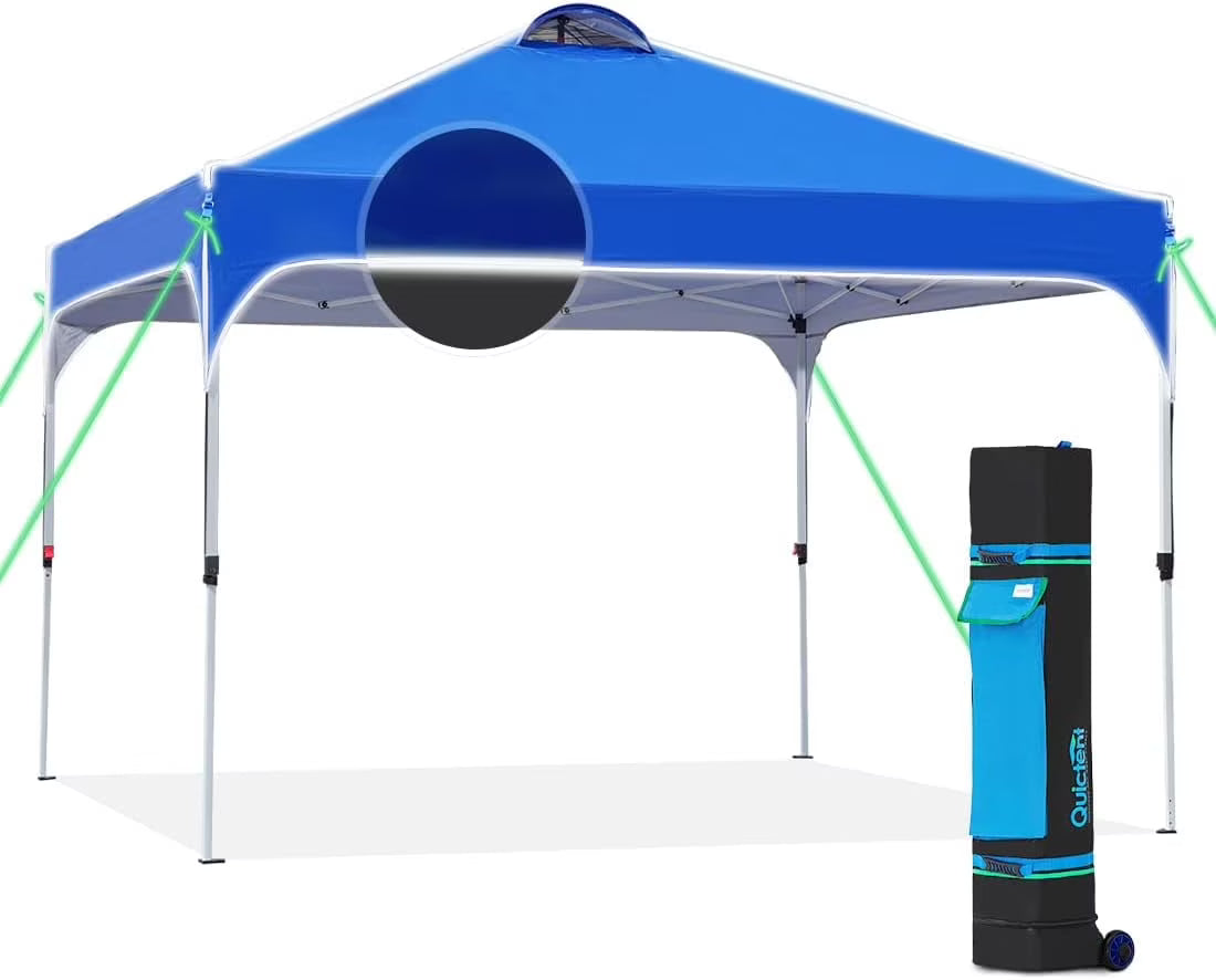 Quictent 10 x 10 ft Pop-Up Canopy Tent With Reflective Top, Fluorescent Rope And Vented Top