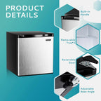 EUHOMY Compact Upright Freezer, 3.0 Cubic Feet, Silver Stainless Steel Door - MF-30-Y