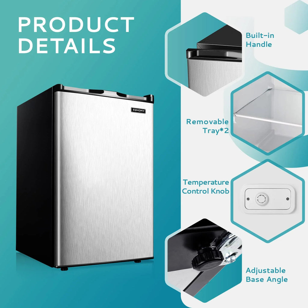 EUHOMY 3.0 Cubic Feet Single Door Compact Upright Freezer, Silver - MF-30-Y