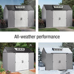 Rubbermaid Resin Outdoor Storage Shed With Floor, 7 x 7 Ft, Gray
