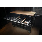 Husky Mobile Workbench With 9 Drawers, Hardwood Top And Power Connection, 117 cm W x 62 cm D - High-Gloss Black