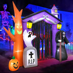 KOOY Halloween Inflatable Haunted House Archway, 9ft, Purple/Black - 3637