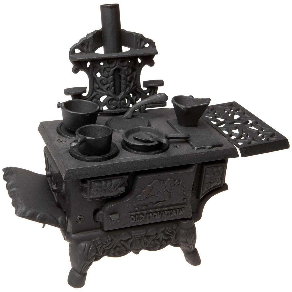 Old Mountain Mini Wood Cook Stove Set, Black, 12 in x 10 1/2 in x 5 1/2 in