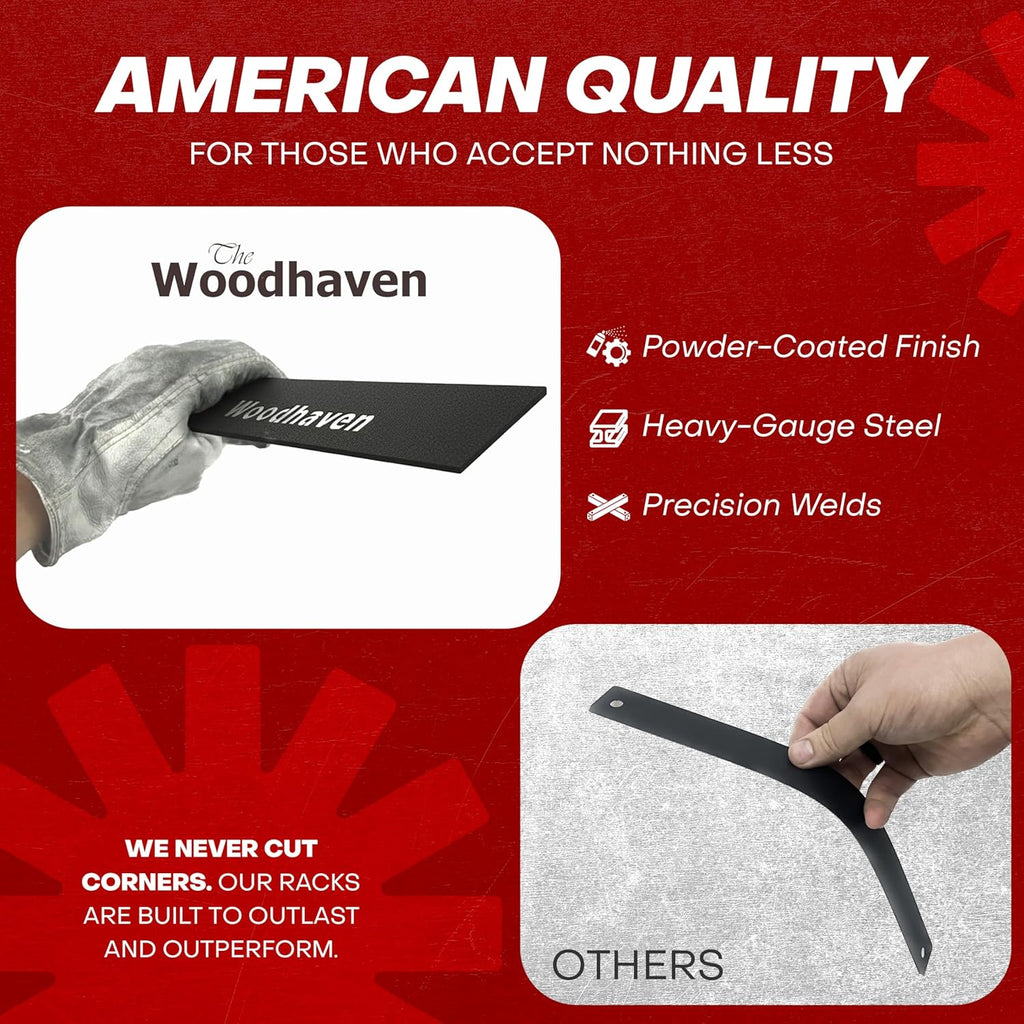 Woodhaven 8-Foot Firewood Rack, 1/2 Cord, Heavy-Duty Steel - With Cover