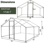 Metal Walk-In Chicken Run Cage With Cover, 10'L X 6.6'W X 6.56'H