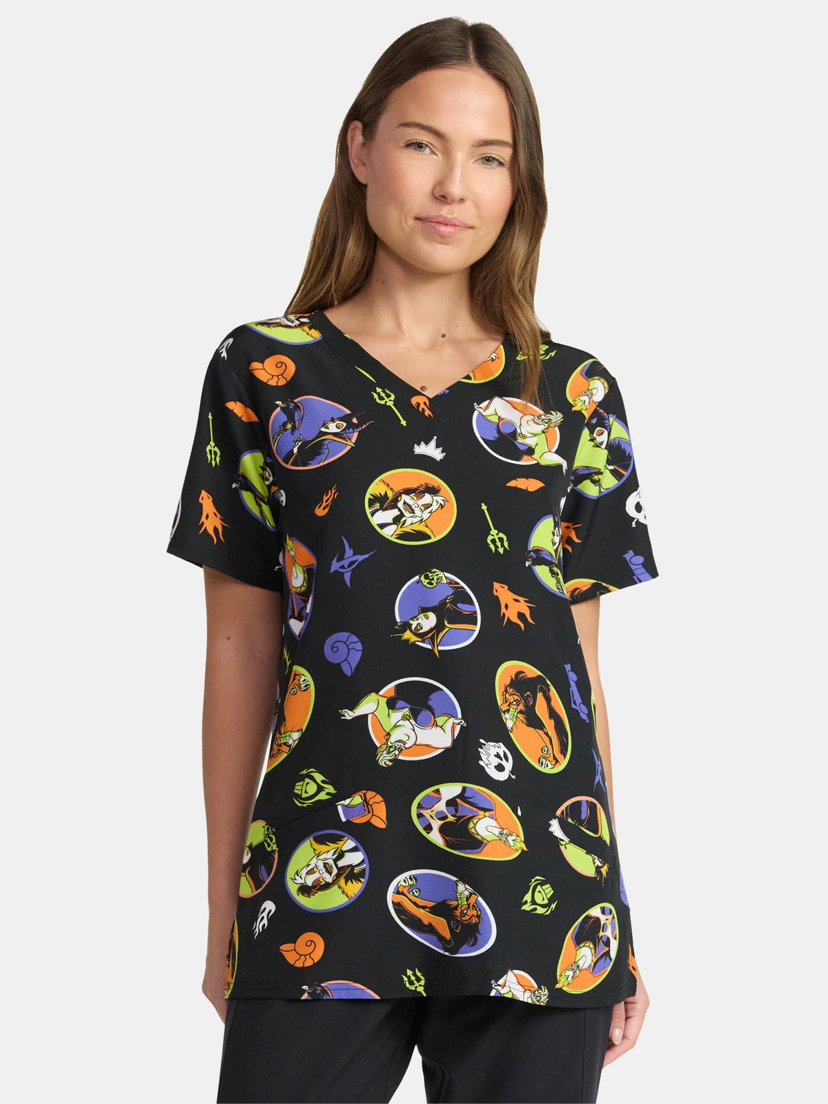 Care Bears Women's Halloween Scrub Top with Short Sleeves, Sizes S-XXXL