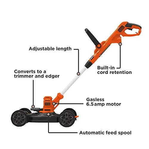 BLACK+DECKER 3-in-1 Corded Electric Lawn Mower, String Trimmer And Edger, 12-Inch - BESTA512