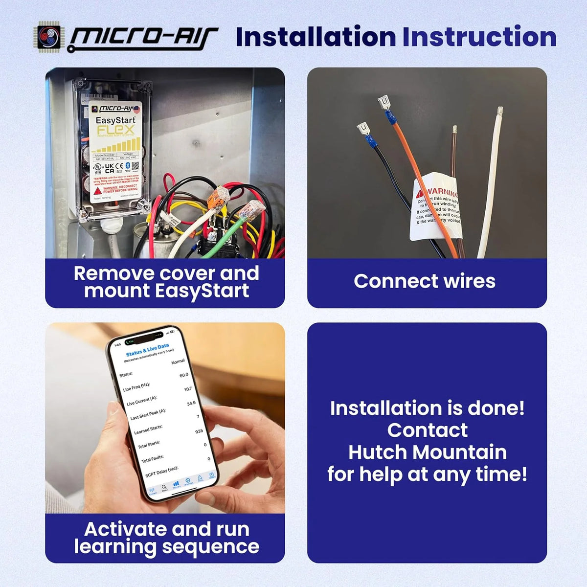 Micro-Air HVAC Soft Start Kit, Bluetooth, Up To 6 Tons - EasyStart FLEX 398