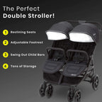 Jeep Destination Ultralight Side x Side Double Stroller, 80 Pounds Total - Destination