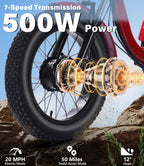 YEBEI Folding Electric Tricycle for Adults, 500W Motor, 48V15AH Lithium Battery, 20 x 4.0 in Fat Tires