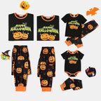 PatPat Halloween Pajamas Kids Holiday Pjs Family Matching Letter & Bat Print Short Sleeve Sleepwear Sets for Women Girls Boys, Black & Orange, L