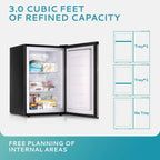 EUHOMY Compact Upright Freezer, 3.0 Cubic Feet, Silver Stainless Steel Door - MF-30-Y
