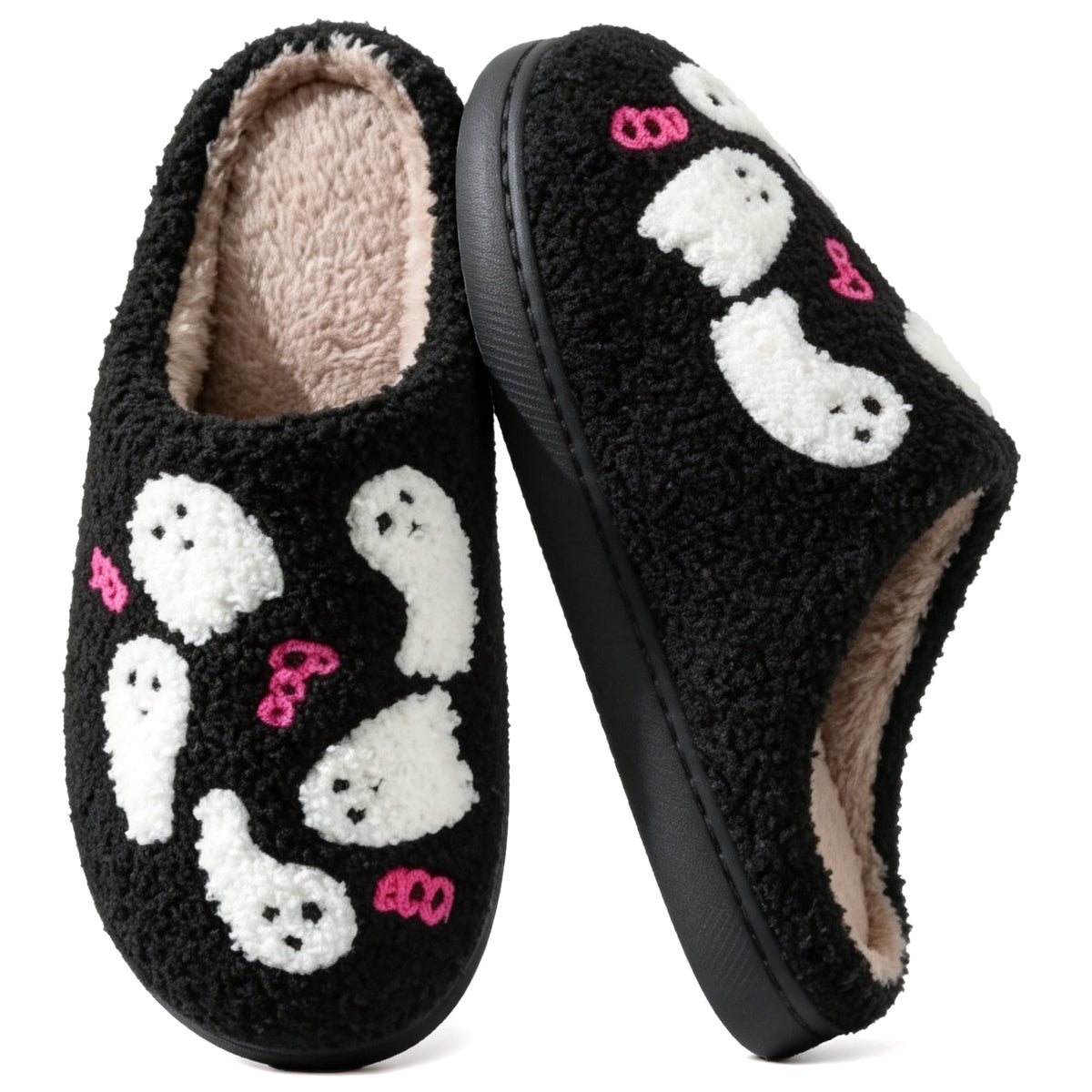 BERANMEY Halloween Slippers for Women Perfect Soft Plush Comfy Warm Slip-On Cute Womens Slippers Indoor Fluffy House Slippers for Women and Men Non-slip Fuzzy Flat Slides