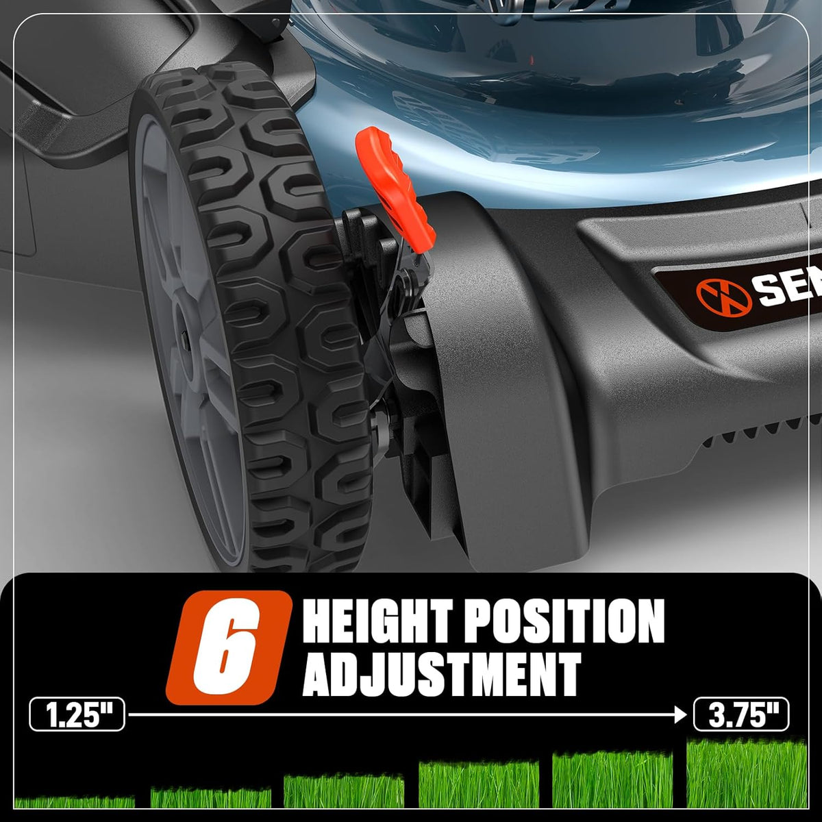SENIX Gas Lawn Mower 144 cc 21 inch 2-in-1 Push, 4-Cycle Engine, 6-Position Cutting Height