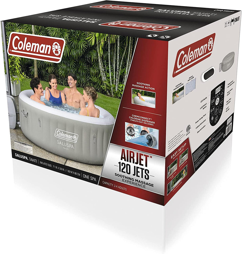 Coleman SaluSpa Tahiti Inflatable Hot Tub Spa, 2-4 Person AirJet Spa - Tahiti