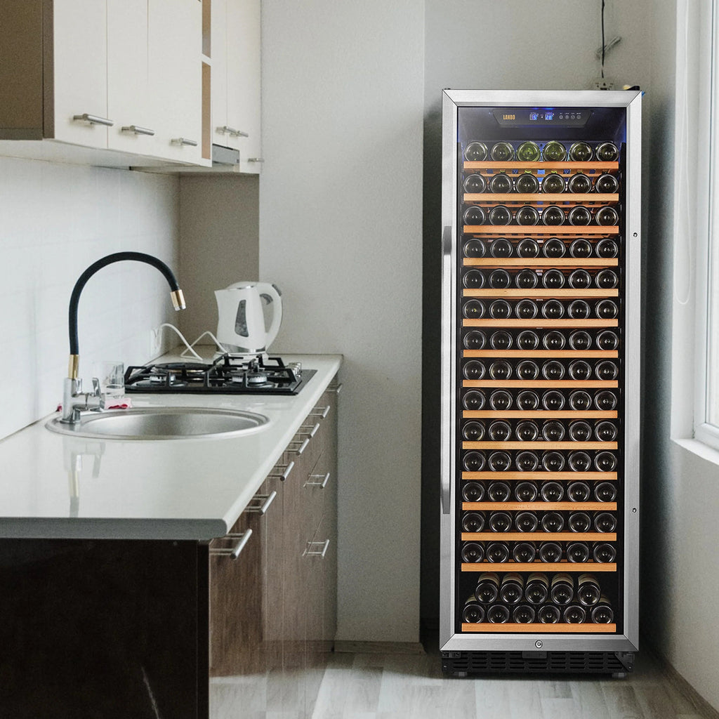 Lanbo 165 Bottle Built-In Black Single Zone Wine Cooler, 24 inch Width - LW177S