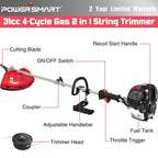 PowerSmart 4-Cycle 31cc 15lb Straight Shaft Gas String Trimmer And Brush Cutter