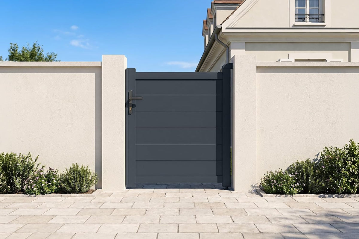 Casanoov Aluminum Swing Gate 392 cm x 161 cm Anthracite Gray RAL 7016 - KIT-000024