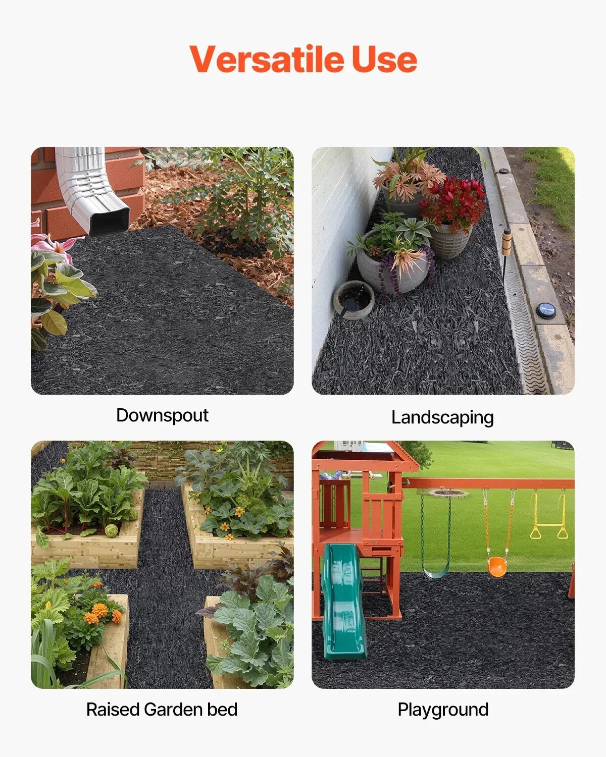 VEVOR Rubber Mulch Mat, 2 Rolls, 96 x 22 inch, Black - HJ6002