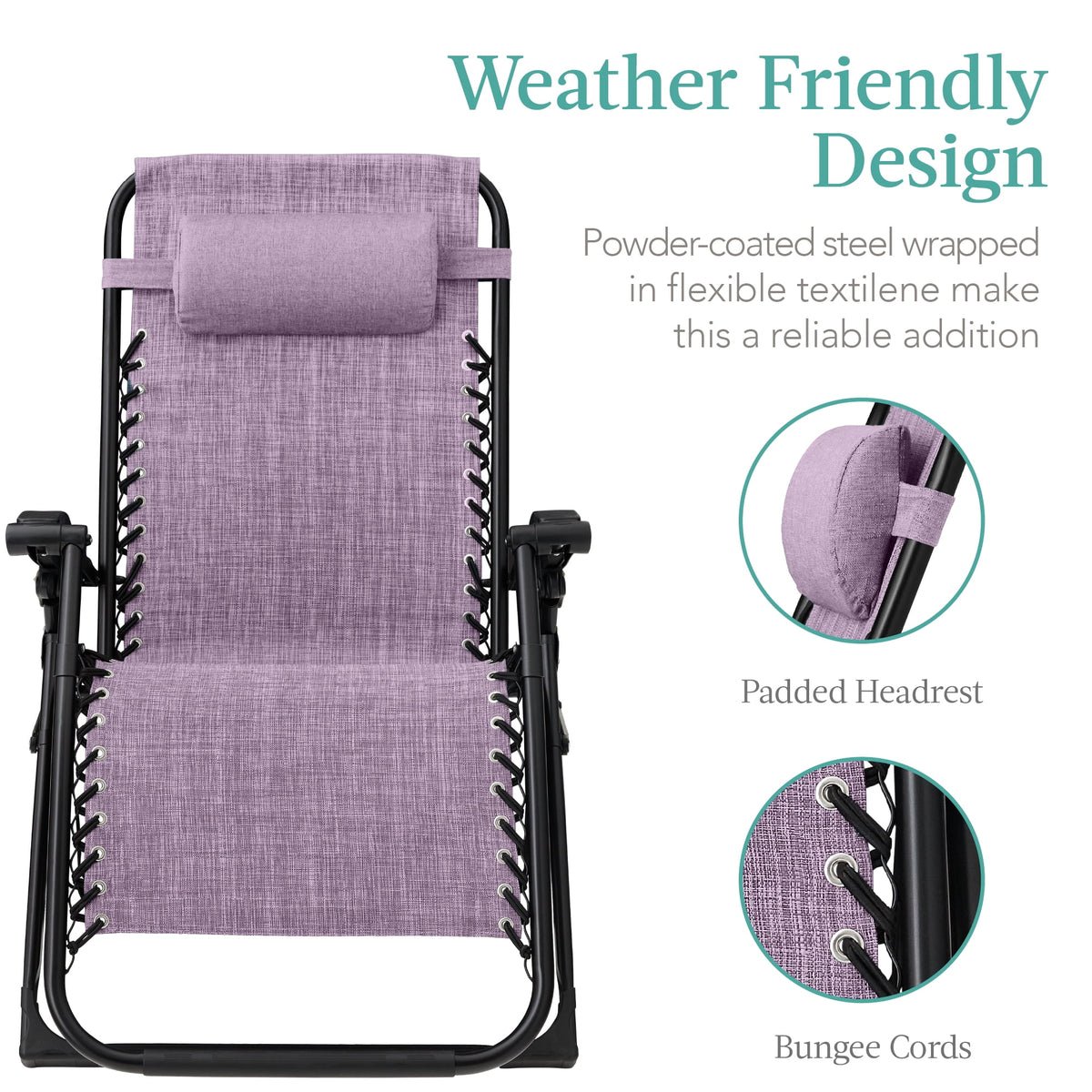 Best Choice Products Oversized Zero Gravity Folding Recliner With Removable Cushion And Side Tray - Fossil Gray