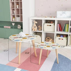 JYHOME Small Nesting Coffee Table - Hot Air Balloons Sky Triangle Pattern
