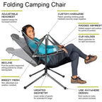VEANERWOOD Folding Rocking Camping Chair With Pocket, Steel, 330lbs Capacity