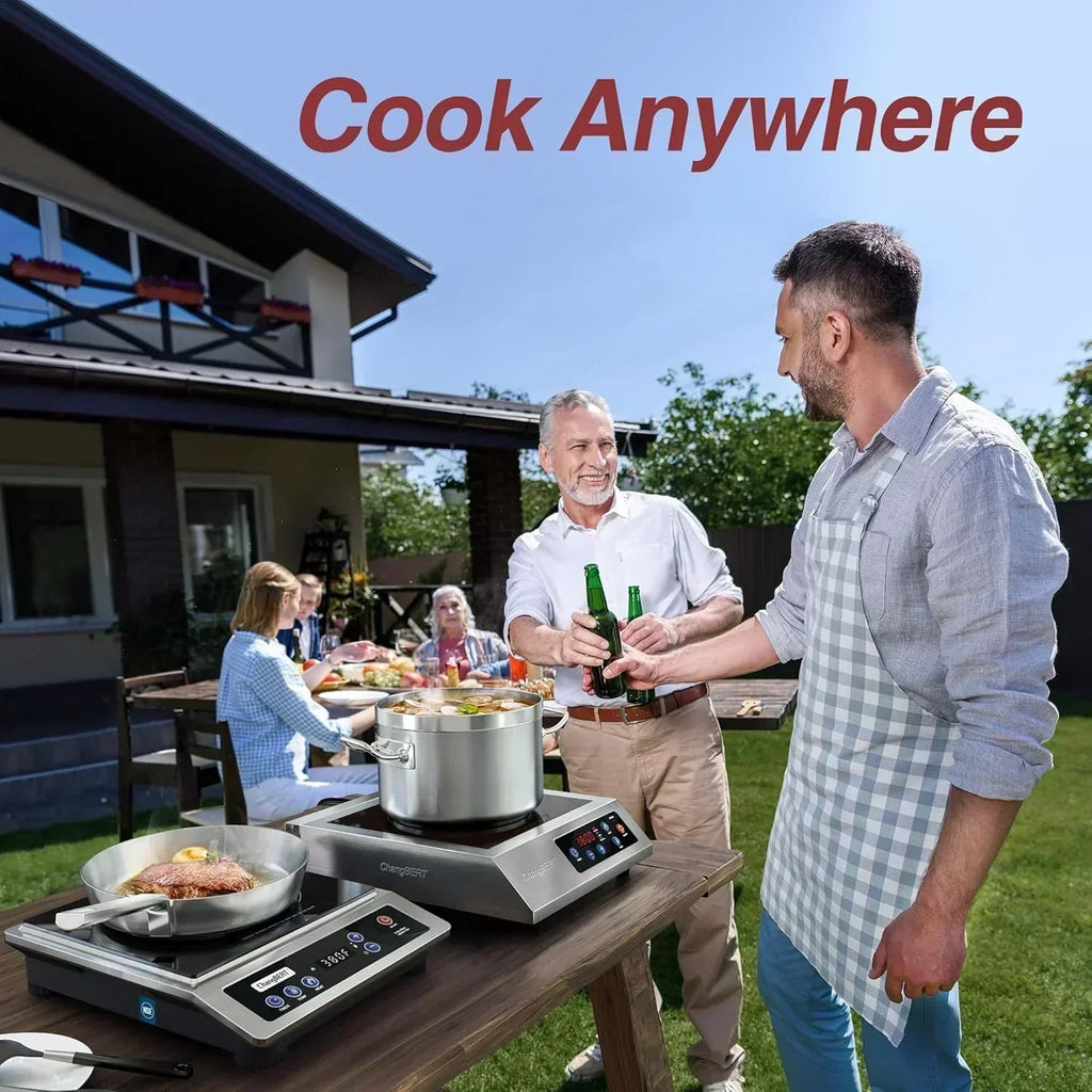 Portable Induction Cooktop With 8-Inch Heating Coil Stainless Steel Countertop Burner
