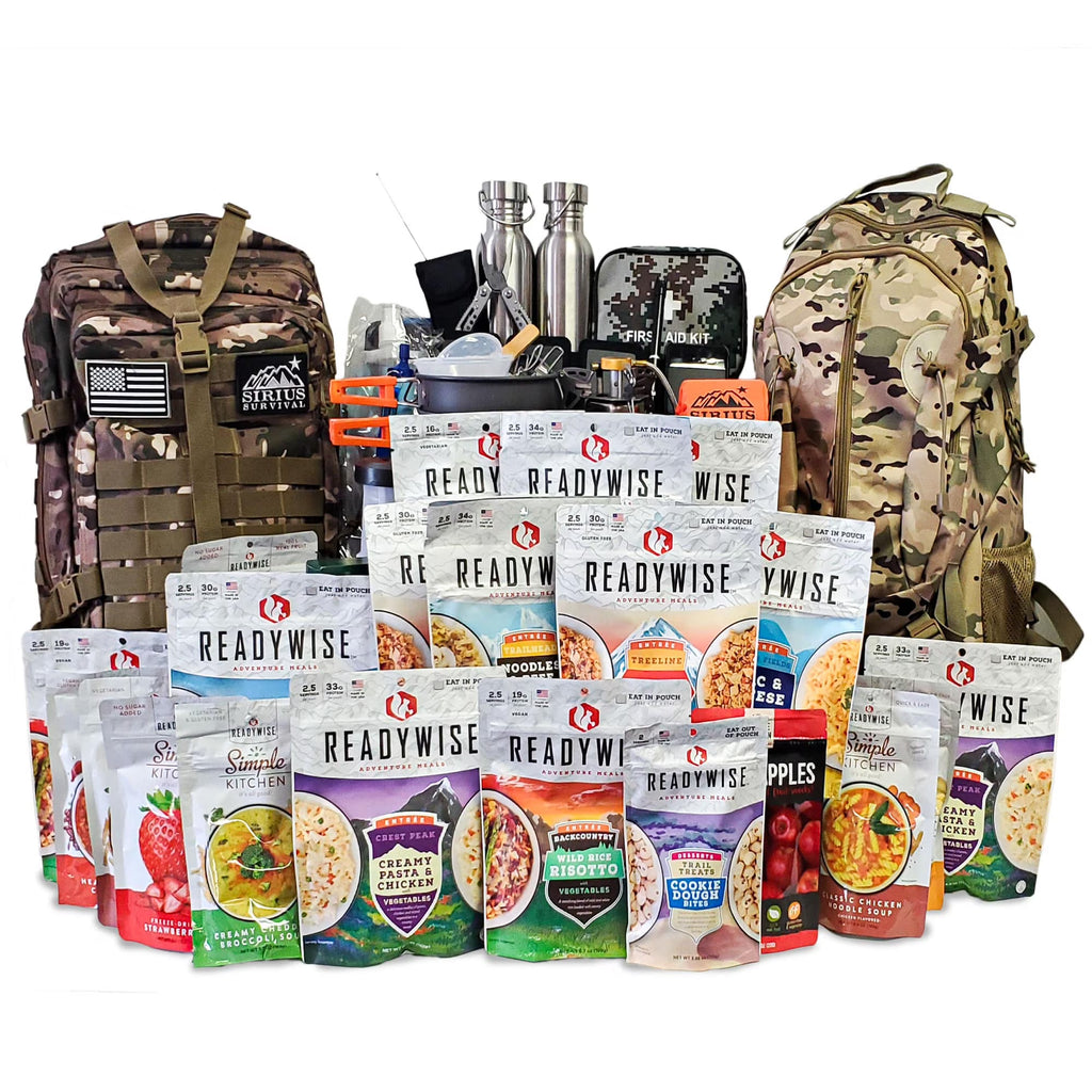 Family Comfort Emergency Survival Kit Backpack, 72 Hour For 2 People, Camo