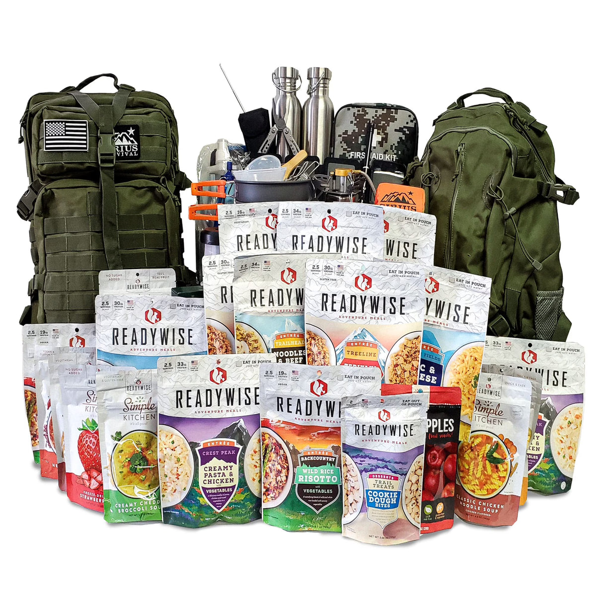 Family Comfort Emergency Survival Kit Backpack, 72 Hour For 2 People, Camo