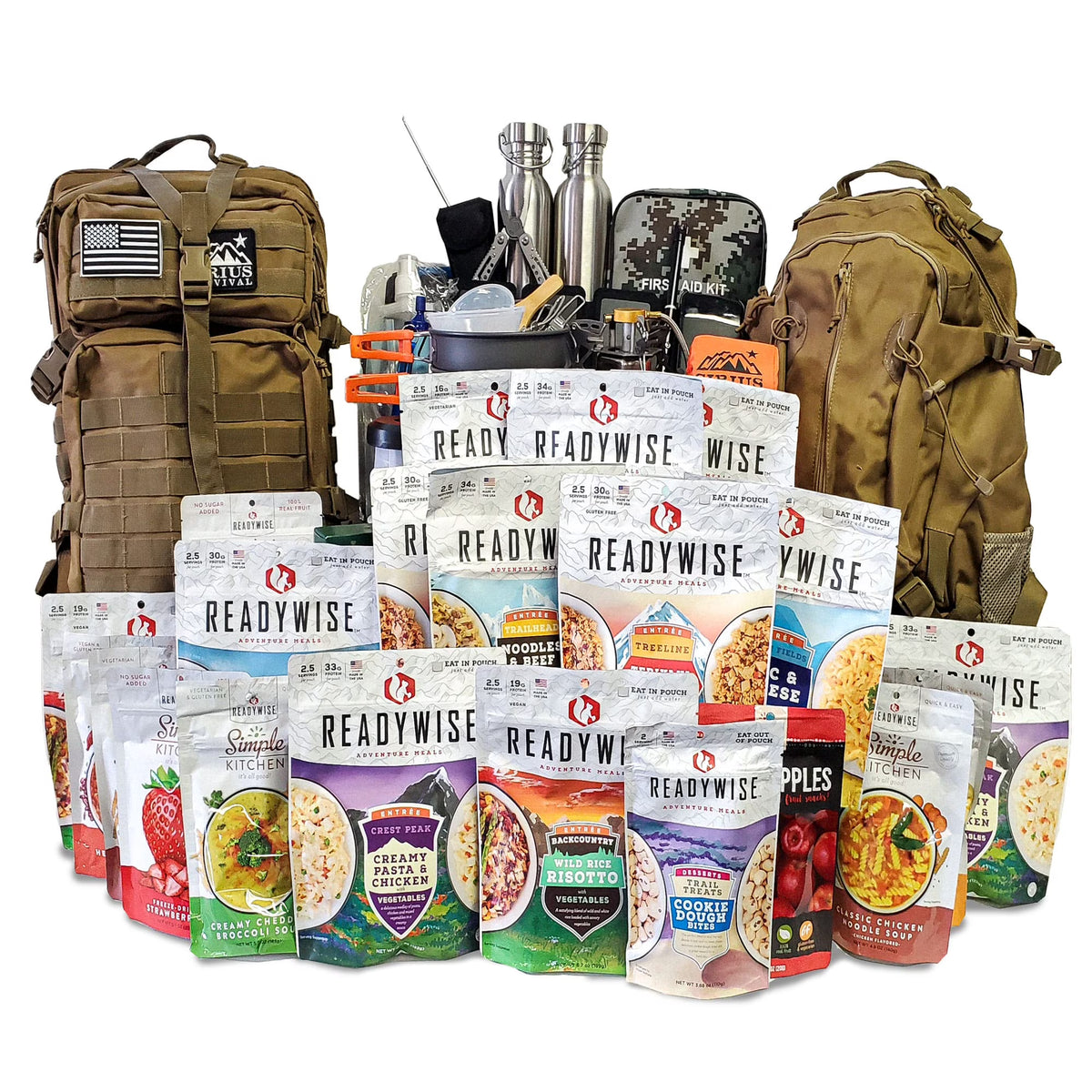 Family Comfort Emergency Survival Kit Backpack, 72 Hour For 2 People, Camo
