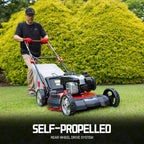 PowerSmart Self-Propelled Gas Lawn Mower 22-Inch 140cc Briggs & Stratton E550 Engine - 3-In-1 Rear-Wheel Drive