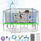 Trampoline With Enclosure Net And Adjustable Basketball Hoop - 8ft, 10ft, 12ft, 14ft, 15ft, 16ft