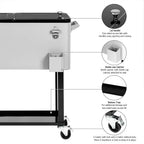 80 Quart Rolling Ice Chest With Shelf - Grey