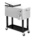 80 Quart Rolling Ice Chest With Shelf - Grey