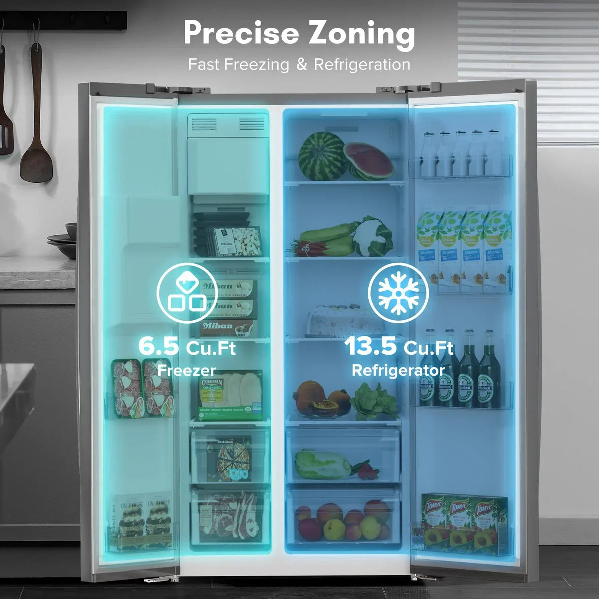 Side-By-Side Built-In Refrigerator With Freezer And Ice Maker, 36 in, 20.01 Cu. Ft., Stainless Steel - F4506