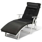 7 Position Folding Outdoor Chaise Lounge Chair With Cushion And Pillow