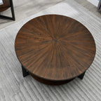 Round Coffee Table With Storage Shelf - 33.5 in