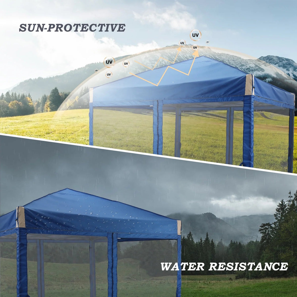Aoodor Pop Up Canopy 12'x12' With Removable Mesh Sidewalls - Black