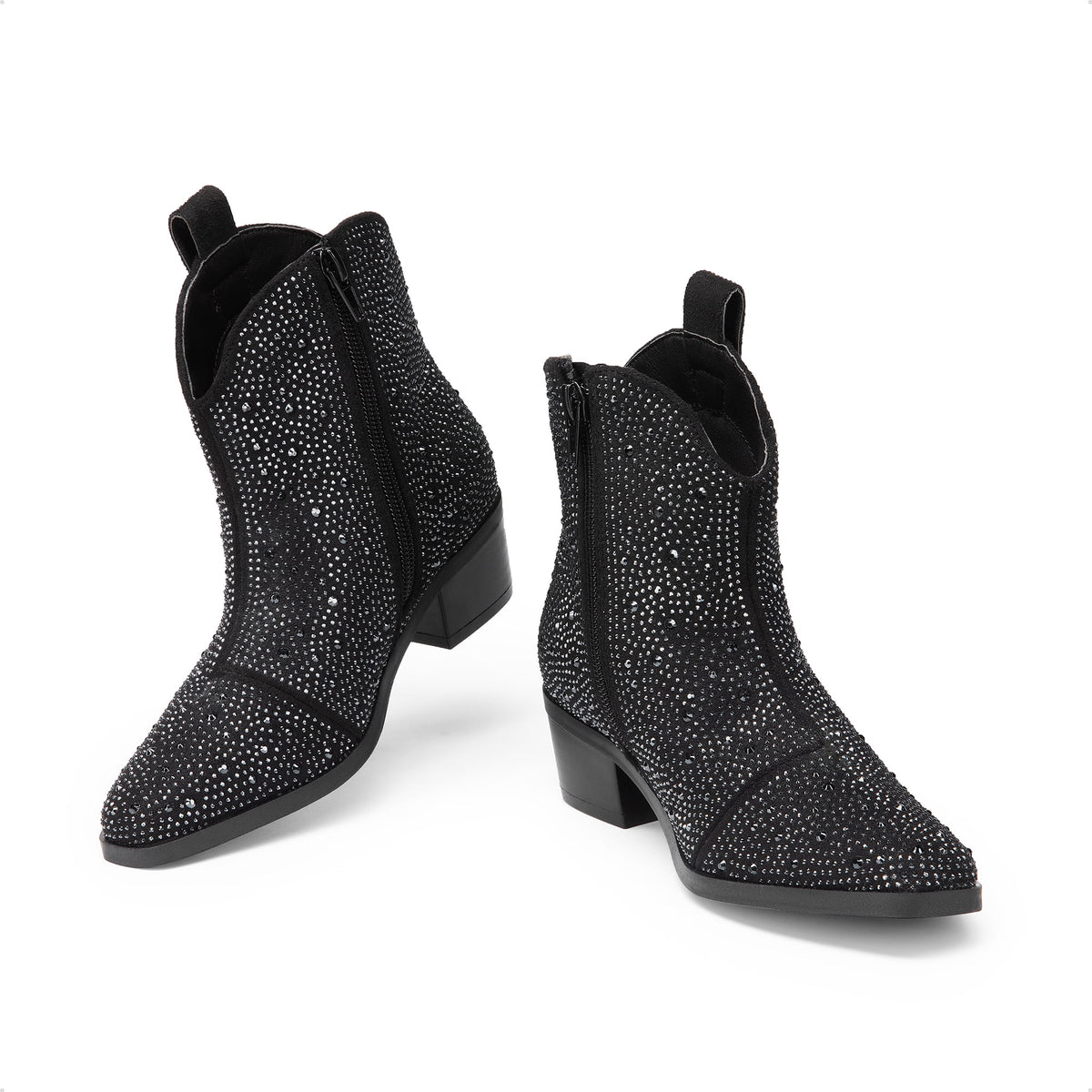 BURUDANI Girls Cowgirl Boots Kids Zip-Up Ankle Child Low Heel Dress Booties