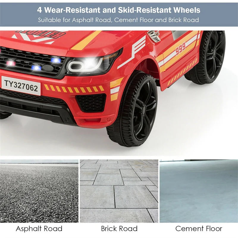 Kids Ride-On Police Car 12V Battery-Powered Electric Toy With 2.4G Remote Control