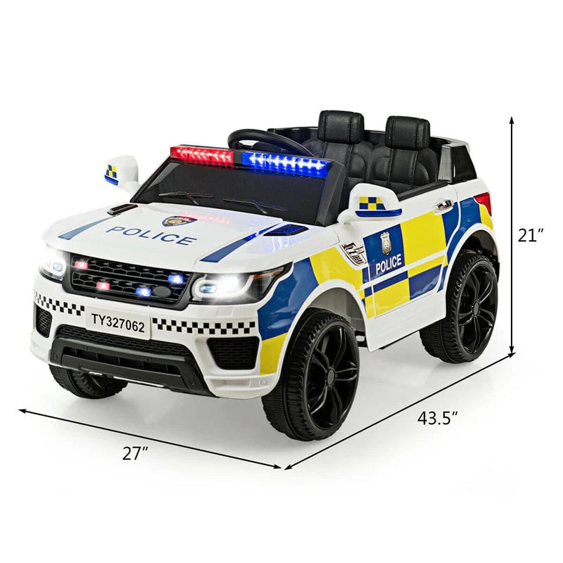 Kids Ride-On Police Car 12V Battery-Powered Electric Toy With 2.4G Remote Control
