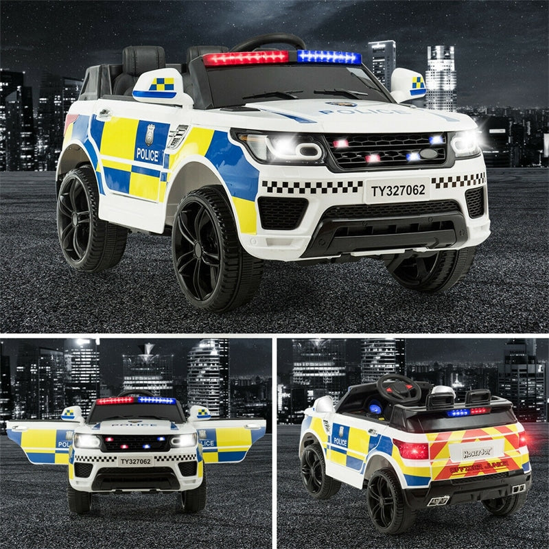 Kids Ride-On Police Car 12V Battery-Powered Electric Toy With 2.4G Remote Control
