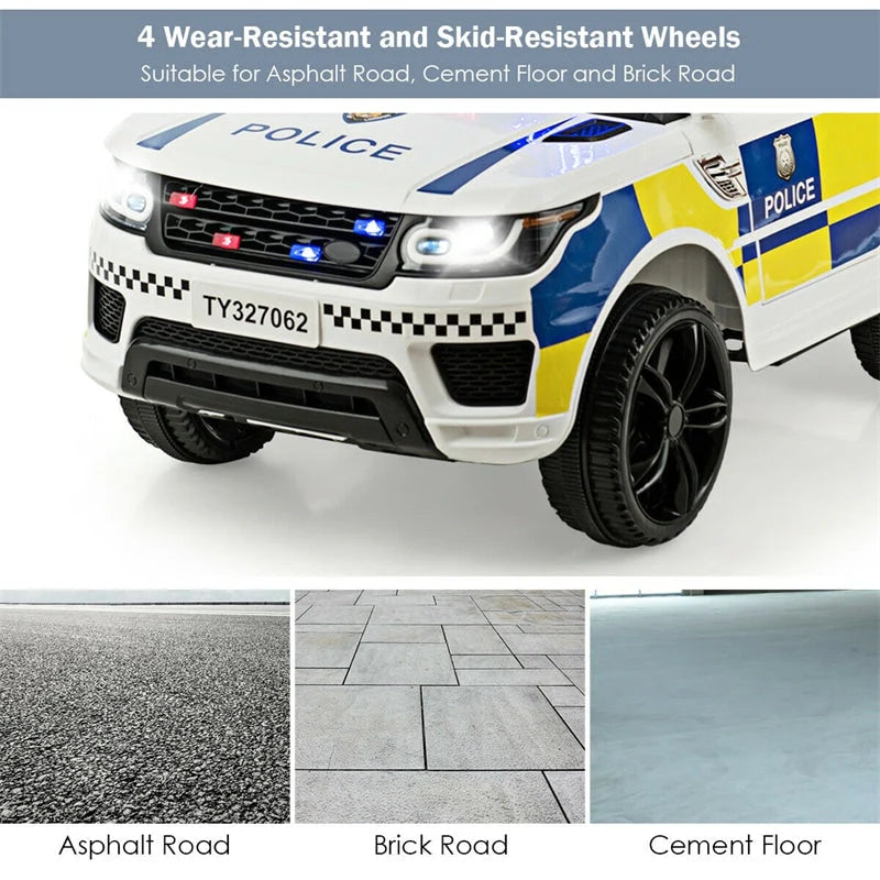 Kids Ride-On Police Car 12V Battery-Powered Electric Toy With 2.4G Remote Control