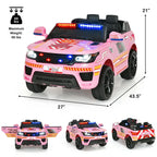 Kids Ride-On Police Car 12V Battery-Powered Electric Toy With 2.4G Remote Control