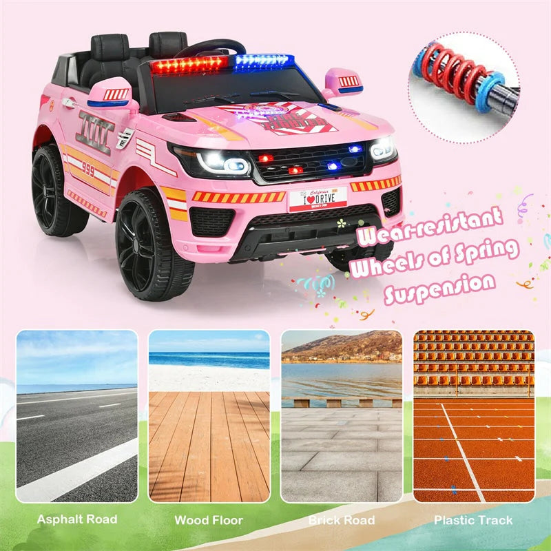 Kids Ride-On Police Car 12V Battery-Powered Electric Toy With 2.4G Remote Control